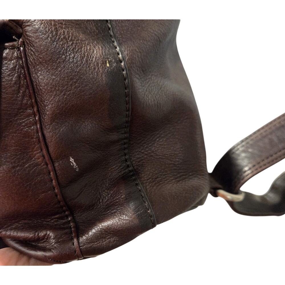 Y2K Slouchy Leather Backpack Brown Utility Bag Cargo Pocket Vintage Boho Grunge - Picture 13 of 16